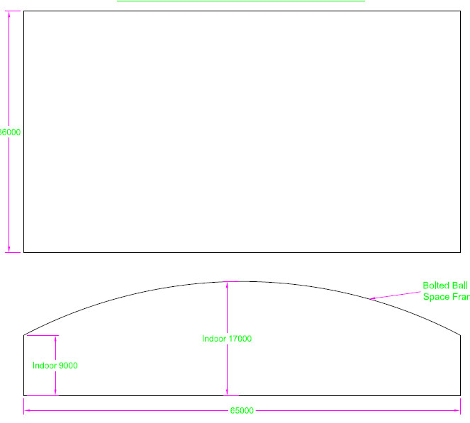 楚雄跨度65米，拱高8米网架